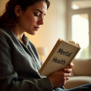 Mental Health in India illustration with meditation, yoga and stress relief